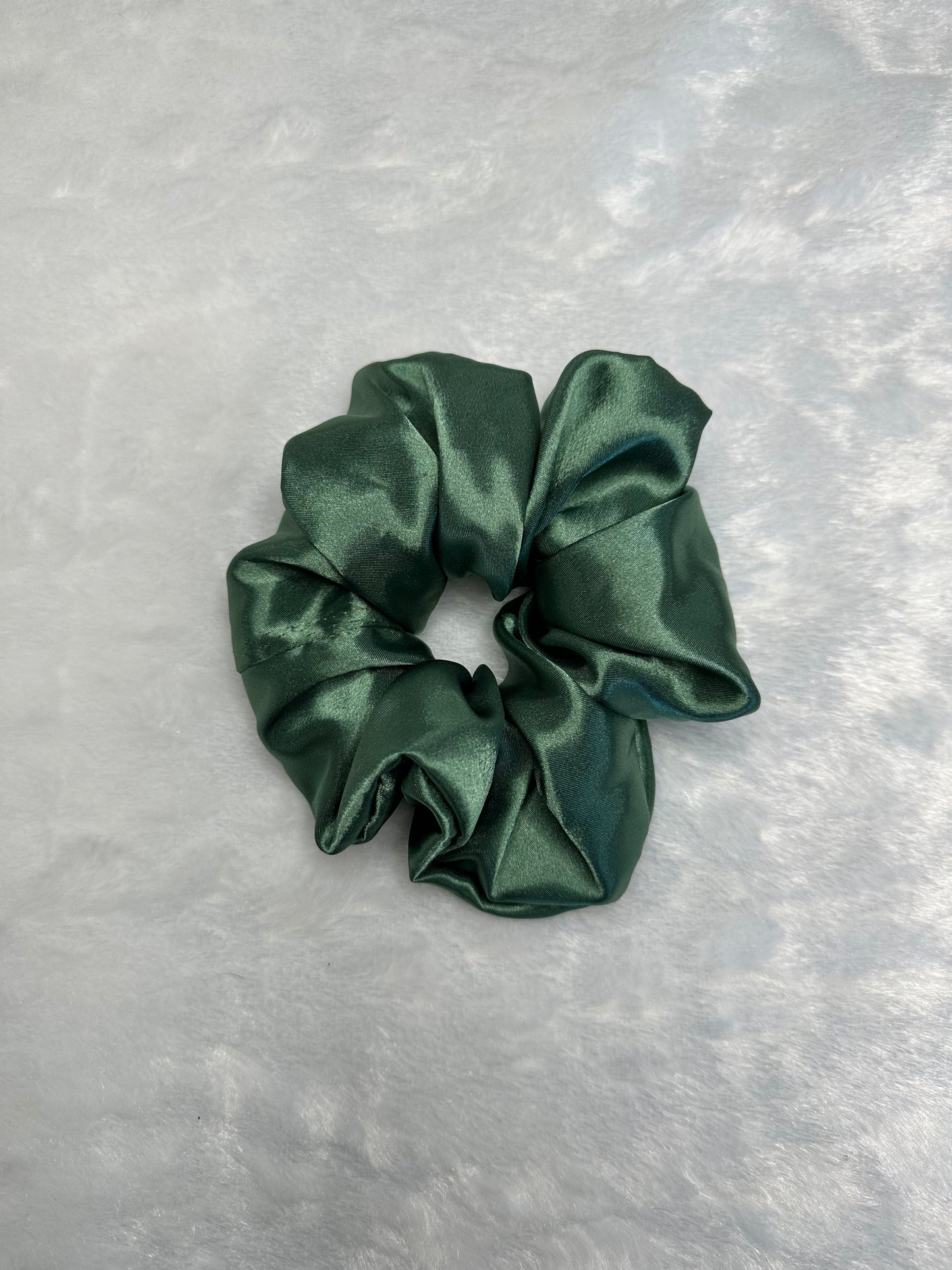 Forest green satin scrunchie